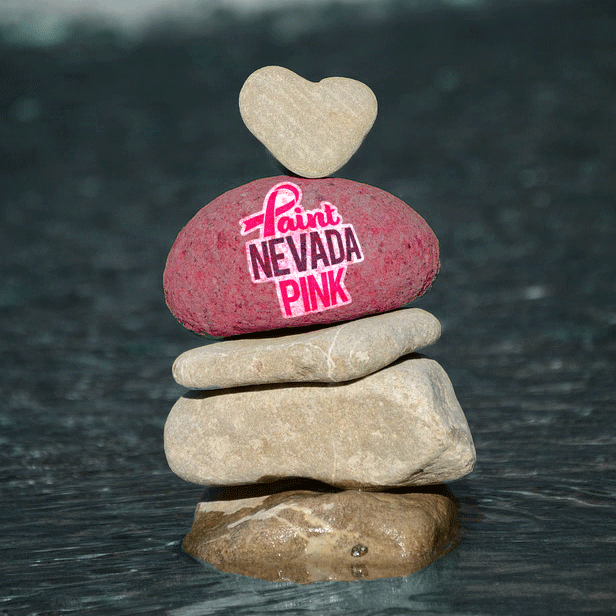 Paint Nevada Pink Heart Rock in the Truckee River