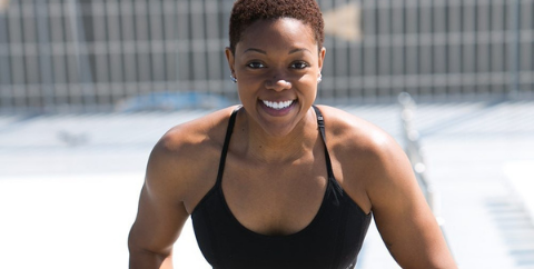 Black woman jogging