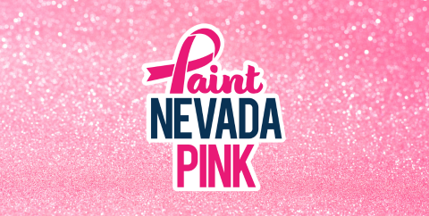 Paint Nevada Pink logo on a pink glitter background