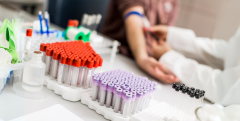 a person having their blood drawn for a test