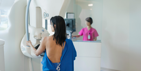 woman getting a mammogram